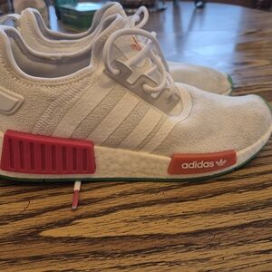 Adidas White Sneakers with Pink and Red Accents